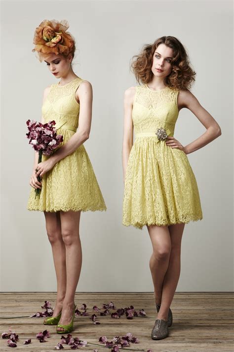 Lace dress in pale yellow and deep green 